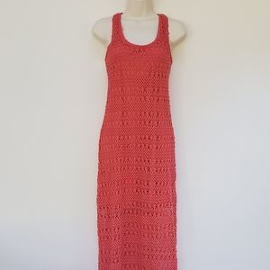 Coral Crocheted Racer Back Dress